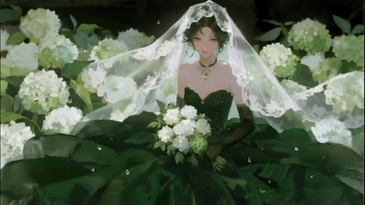 墨绿色系 花海里的小仙女