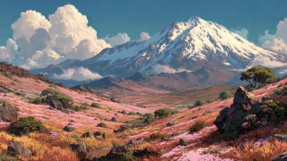 蓝天阳光乱石草原