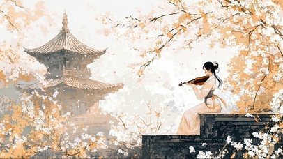 唯美国风秋日古风美女