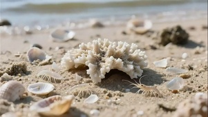 清新静谧海滩特写