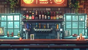 夜景咖啡店带鱼屏