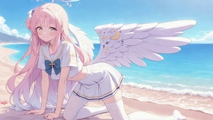沙滩天使粉发动漫美少女