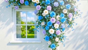 窗边月季花