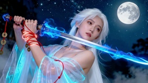 月光梦幻动漫执剑红线荧光女神