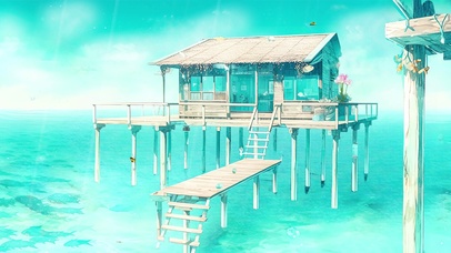 清新动漫海边场景