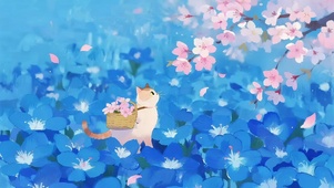 鲜花猫咪