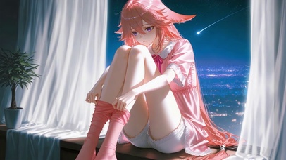 夜窗-粉毛少女