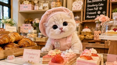 甜品店可爱猫咪店长
