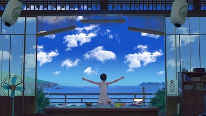 4K动漫少女面朝大海美景