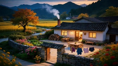 烟火气乡村黄昏