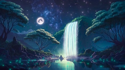 唯美星空梦幻瀑布