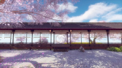 古风樱花廊桥庭院