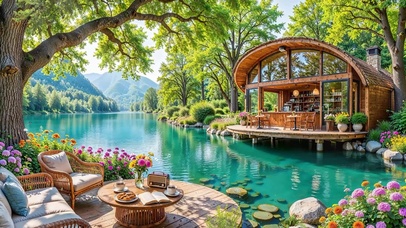 曲顶木屋翠湖