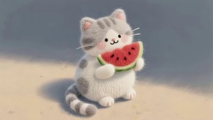 可爱西瓜猫咪