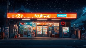 静谧夜空流星无人商店