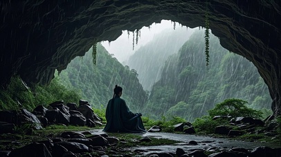 【雨景】山洞避雨