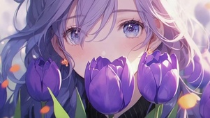 郁金香少女插画