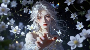 幽夜白花银发美少女