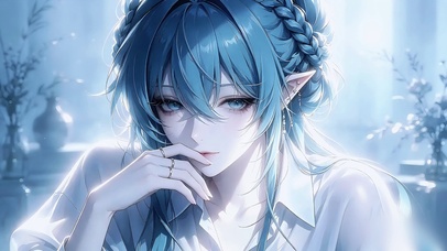 蓝发精灵少女