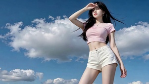 蓝天下的清纯美女