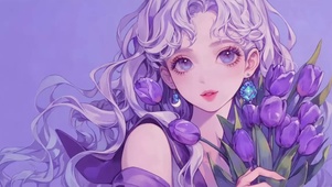 郁金香少女插画