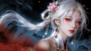 红瞳白发古风美人