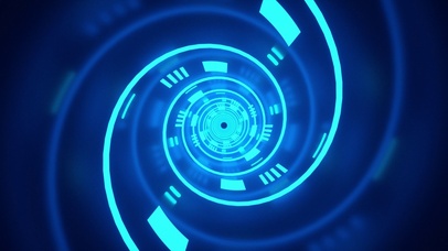 蓝色霓虹灯光漩涡穿梭