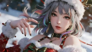 冬日阳光圣诞美女