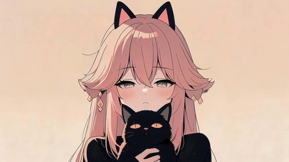 女孩和猫咪