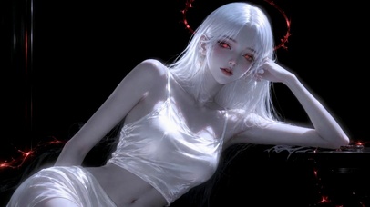 银发红眸酷飒二次元美少女