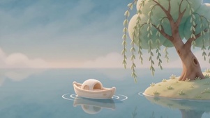 湖面小船