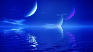 蓝色海面月亮