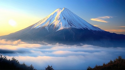 落日富士山云海