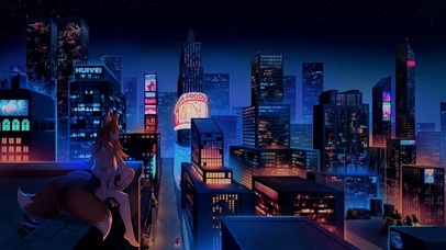 城市天台的小狐狸