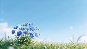 蓝花绿草