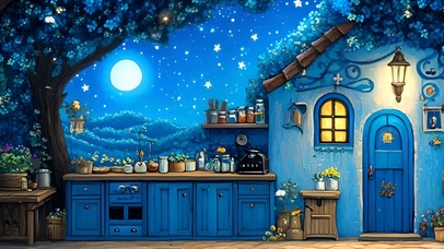 护眼星空树木房屋绿景带鱼屏