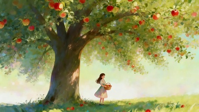 苹果树下女孩