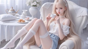 清新脱俗咖啡女孩