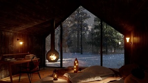 冬季舒适温暖的木屋