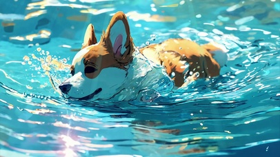 游泳狗狗