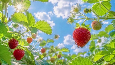 清新夏日草莓园风光