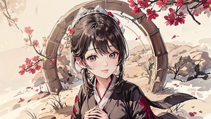 古风高清水墨典雅文静少女