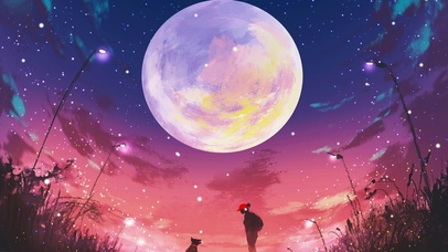 4k唯美圆月之秋