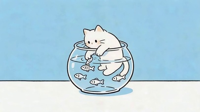 抓鱼的猫咪