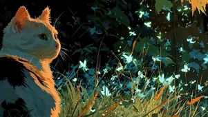 树丛中猫咪带鱼屏