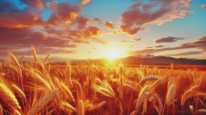 秋日金色的麦穗稻田