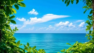 护眼清新治愈大海绿叶
