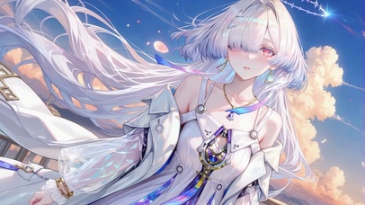 流云晴空与少女莫宁