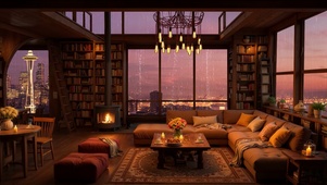 安静傍晚城市雨