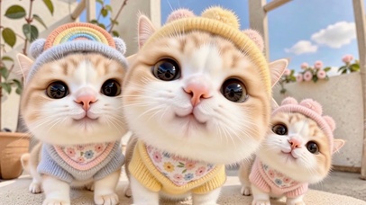 三只小猫咪的春日合照